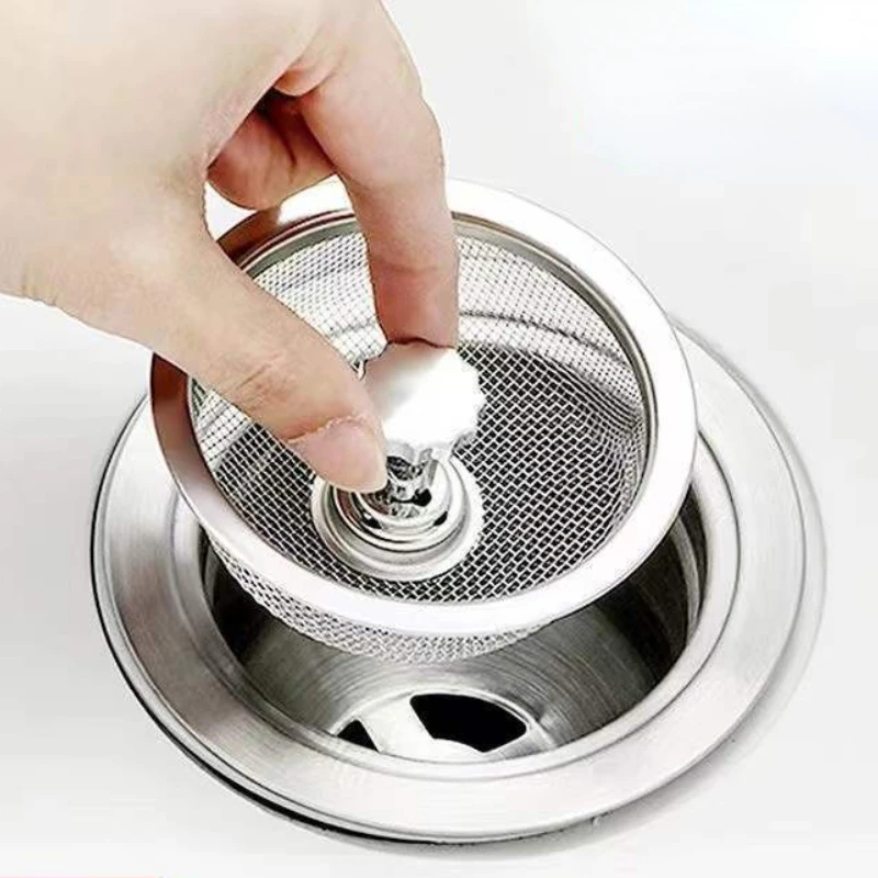 

1PCS Kitchen Sink Filter Stainless Steel Mesh Sink Strainer Filter Bathroom Sink Strainer Drain Hole Filter Trap Waste Screen