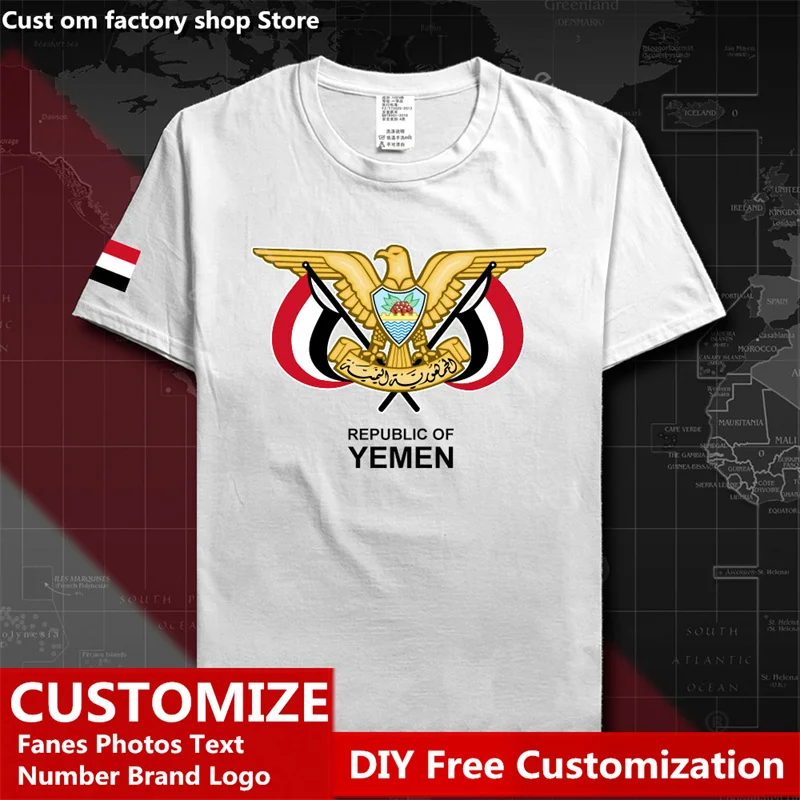 

Yemen Country Flag ​T shirt DIY Custom Jersey Fans Name Number Brand LOGO Cotton T-shirts Men Women Loose Casual Sports T-shirt