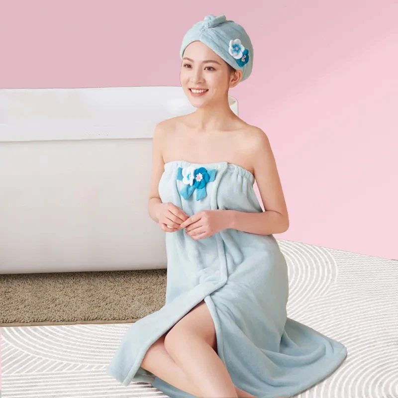 

Madam Microfiber Wearable Bath Set New Hair Drying Cap Tube Top Sexy Bath Dress Quick Dry Super Absorbent Soft 3-Piece Towel