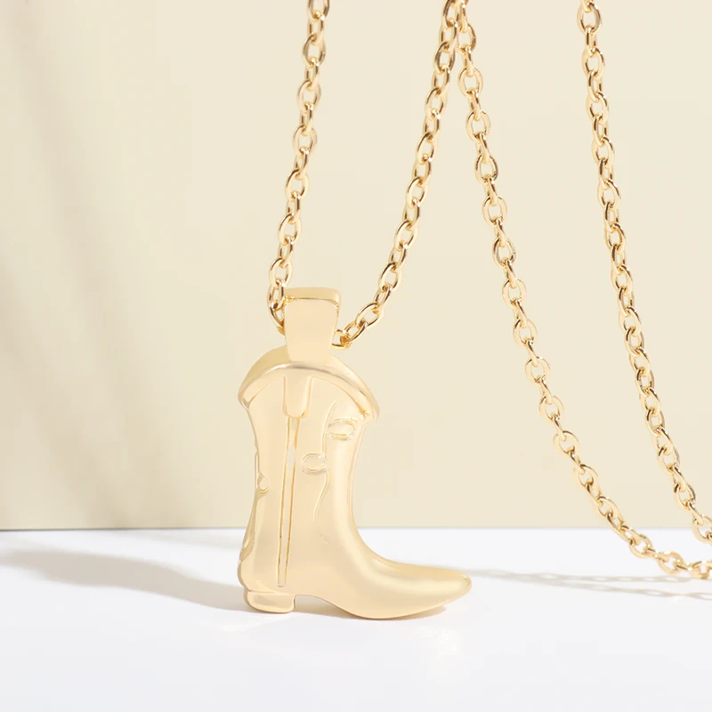 

Men Women Creative Personality Design Gold Color Boots Pendant Necklace Punk Street Hip Hop Party Jewelry Gifts