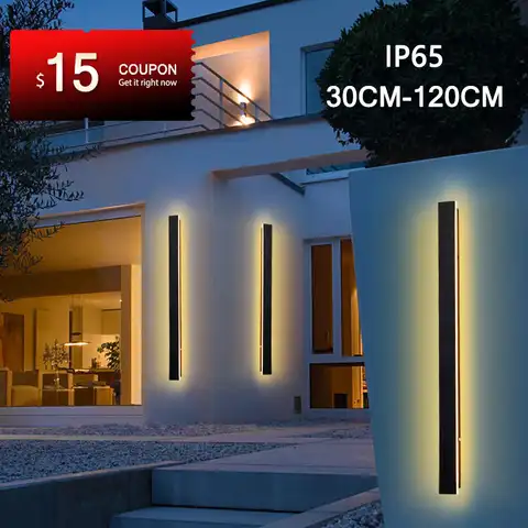 Светодиодный настенный светильник IP65, длинная водонепроницаемая лента, IP65, 85-265 В переменного тока, уличный светодиодный светильник с теплы...