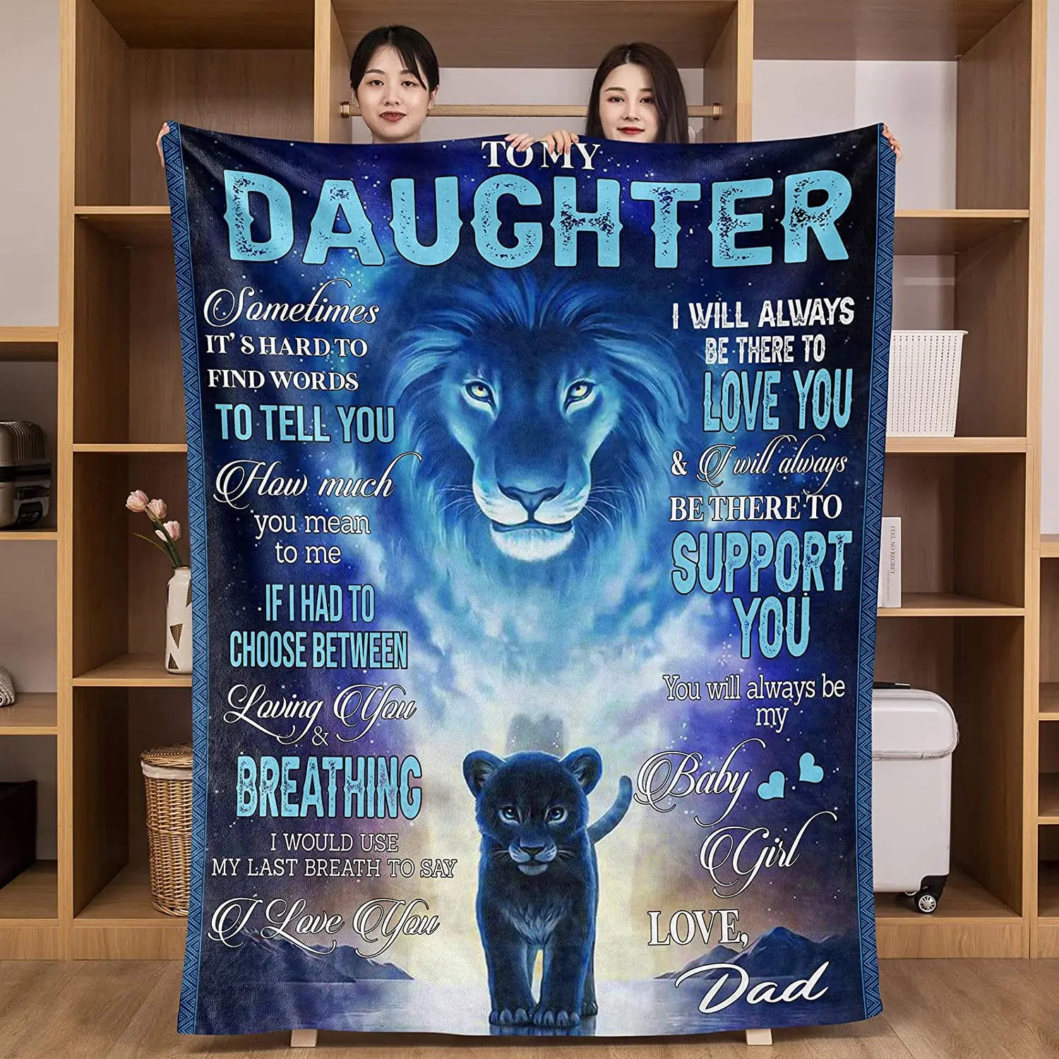 

Daughter Gifts Blanket to Daughter from Dad Gifts for My Daughter from Father Lion Throw Blankets Birthday Gift Ideas
