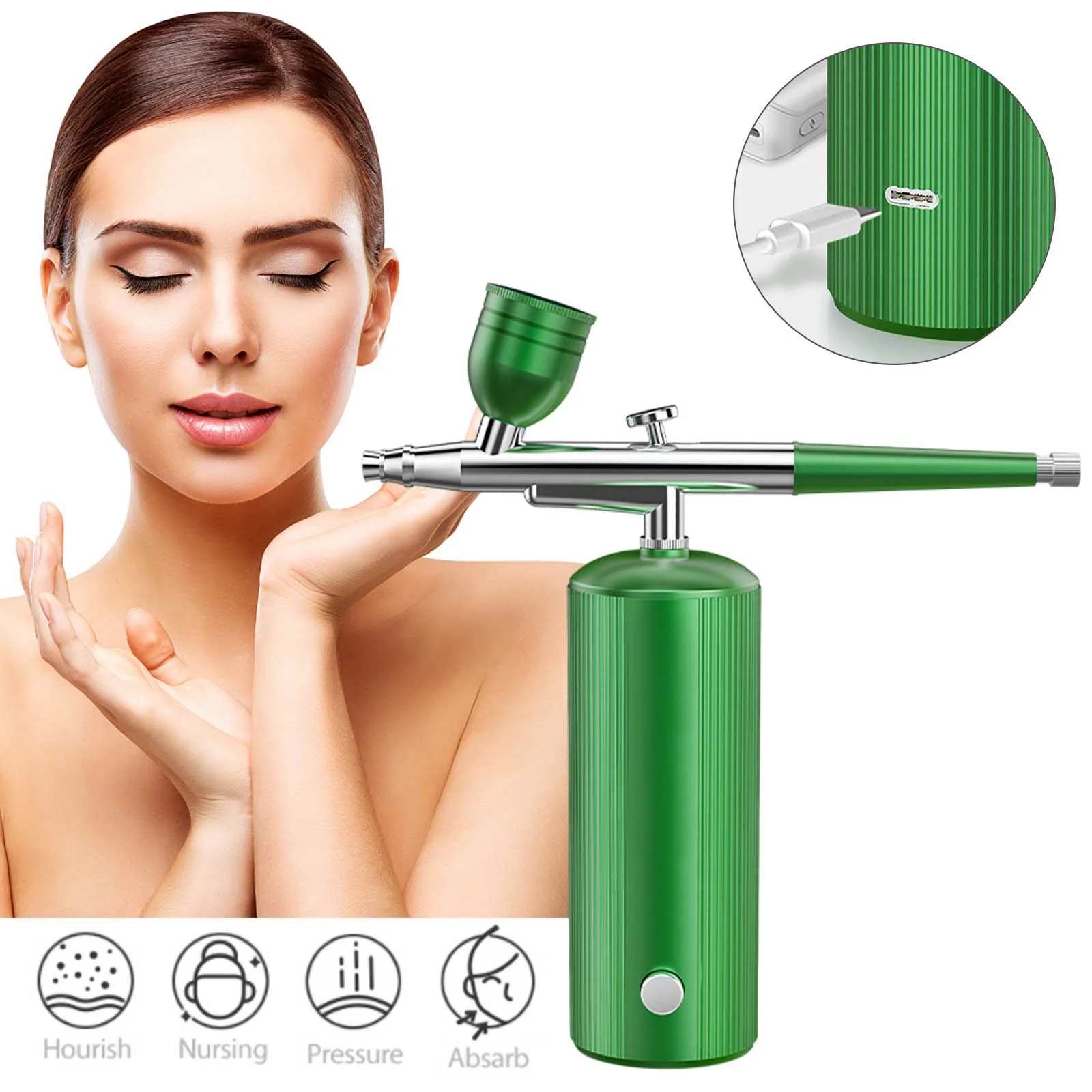 

New 0.3mm High Pressure Face Sprayer Water Oxygen Injector Airbrush Compressor Makeup Facial Moisturizing Beauty Tools