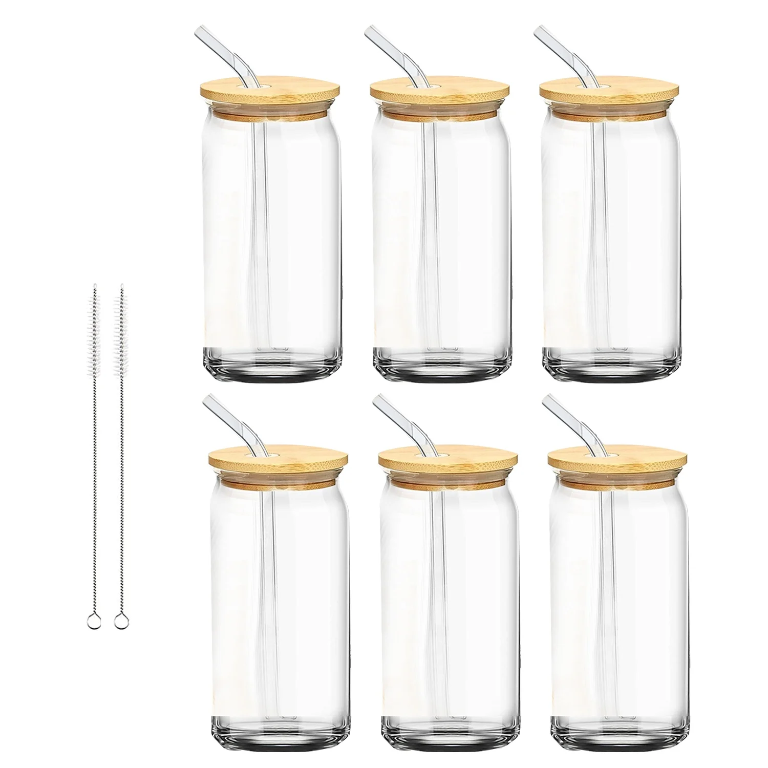 

6 Pieces 16Oz Beer Can Glass with Lids and Straw Can Shaped Glass Cups Glass Cups Beer Can Glass Cute Tumbler Cup