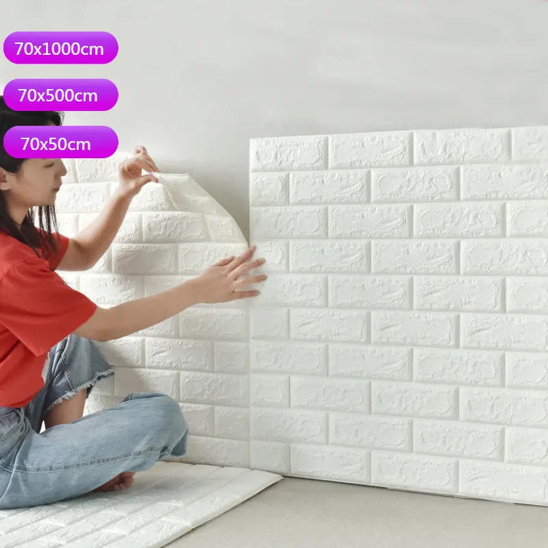 

3D Wallpaper DIY Wall Stickers PE Foam Wall Decor Embossed Brick Stone Brick Children Bedroom Decor