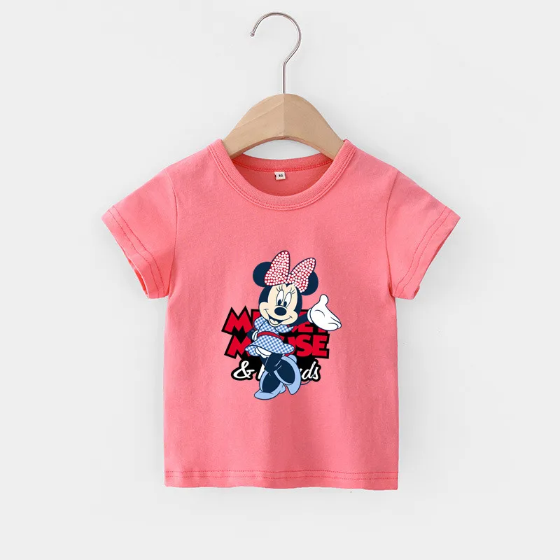 

Summer Disney Mickey Mouse Cartoon Printed Short Sleeve T Shirts Little Girls Tops Teen Children Tee 10 Year Kids Clothes