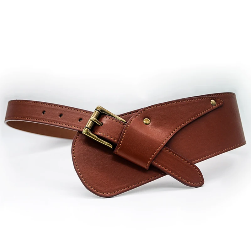 

Women's New Wide Leather Corset Belt Fashion Designer Metal Pin Buckle Tie Obi Leisure Belts for Ladies Wedding Dress Waistband