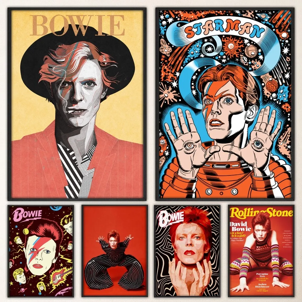 Постер Rock D-David Singer-B-BowieS необычная Наклейка на стену для гостиной бара винтажная