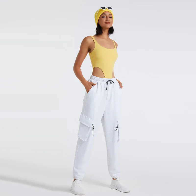 SHINBENE Naked Feel Backless Jumpsuits for Women Sleeveless Dancer Bodysuits Cozy Yoga Sports Fitness Outfits with Chest Pads