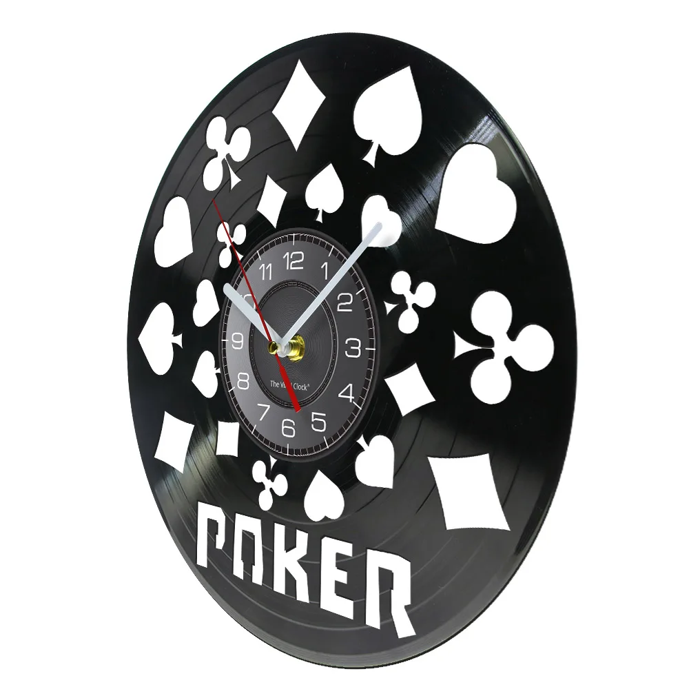 Фото Игральные карты Poker King Rummy, виниловая пластинка, черные подвесные 3D настенные часы со светодиодной подсветкой, современный дизайн, подарок для любителя покера №3