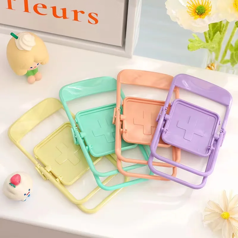 portable mini mobile phone stand desktop chair stand 4 color adjustable macaron color stand foldable shrink decoration decoratio free global shipping