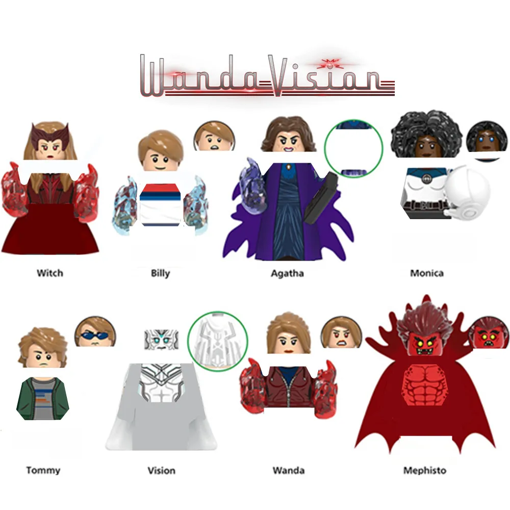 

Marvel WandaVision Wanda Scarlet Witch Vision mephэто Agatha Quicksilver Фигурки Мстителей строительные блоки кирпичи игрушки Детский подарок