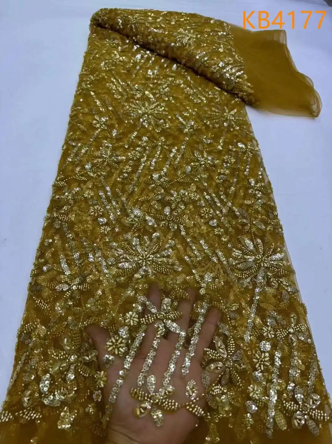 Роскошная белая ткань с бисером французская сетка последовательными вечерними