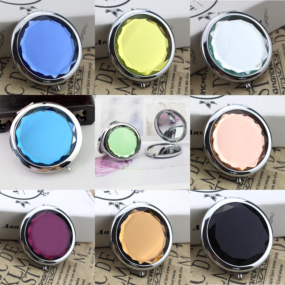 

Magnifying Portable Mirror Folding Round Makeup Mirror Mini Women Double Sided Faux Crystal Pocket Makeup HD Makeup Mirror