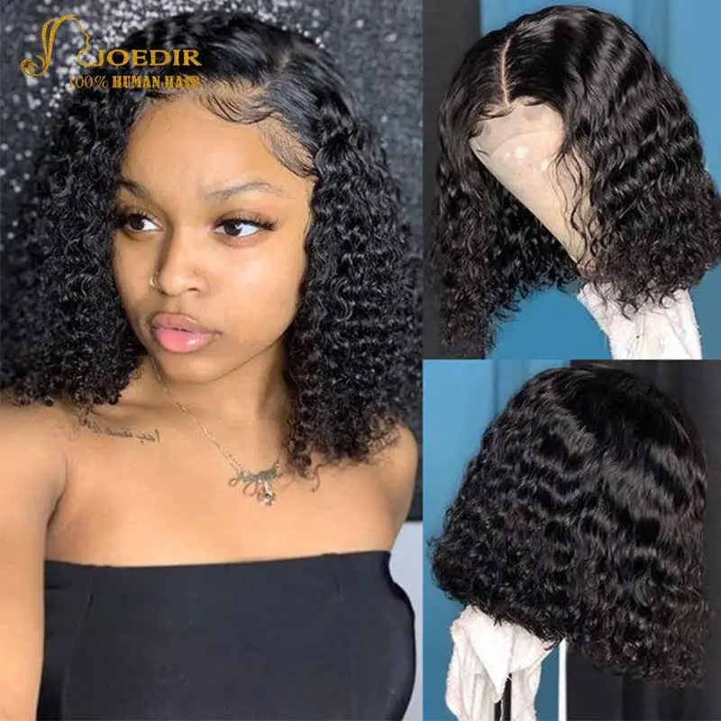Joedir Short Curly Bob Lace Front Human Hair Wigs PrePluck With Baby Hair Deep Wave Frontal Wig For Women Water Wave Lace Wigs