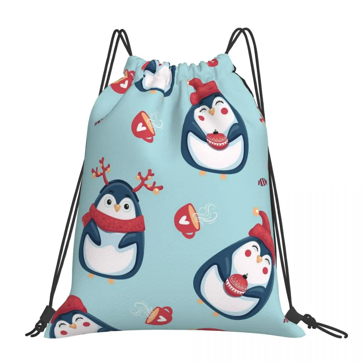 

Penguin Backpacks Multi-function Portable Drawstring Bags Drawstring Bundle Pocket Storage Bag Book Bags For Man Woman Students