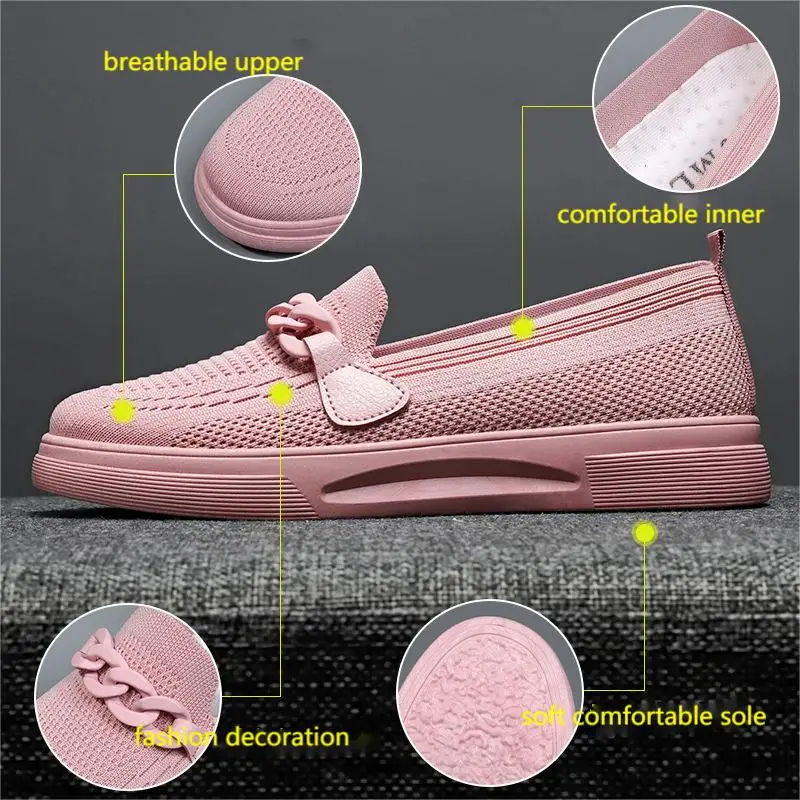 New Mesh Breathable Sneakers Women Breathable Light Slip on Flat Casual Shoes Ladies Loafers Socks Shoes Women Zapatillas Mujer