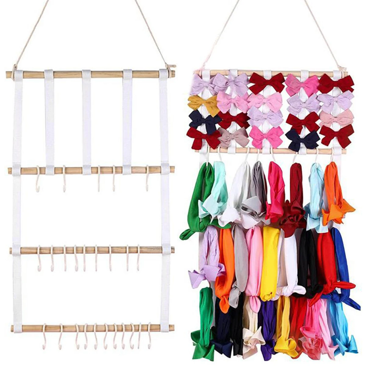 

Headband and Hair Bows Holder with 30 Hooks 30.5×13.7 inch Wooden Wall Hanging Hair Bows Organizer Durable Hair Accessories