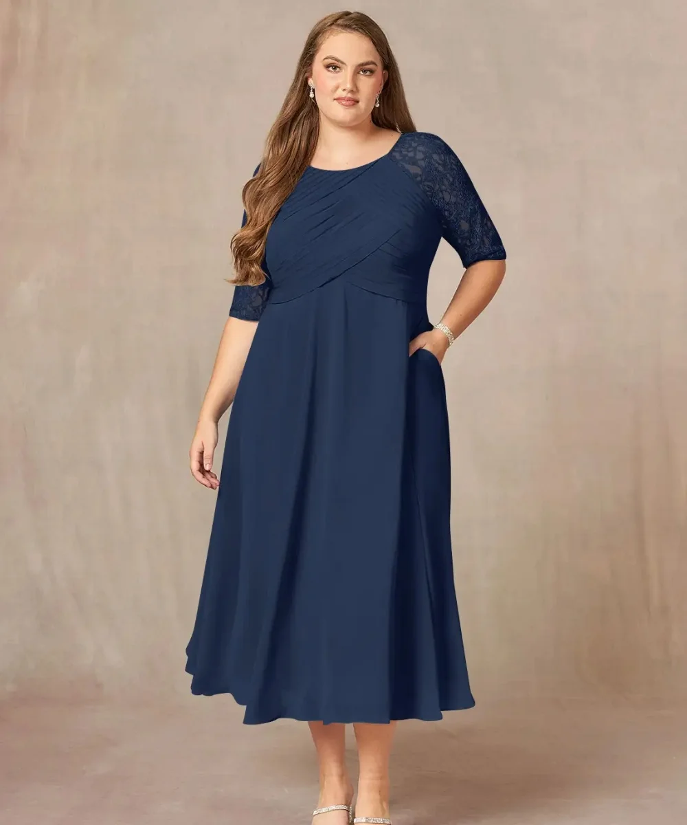 

Lorencia Navy Blue Mother Of The Bride Dress For Wedding Lace Guest Party Dresses For Woman Elegant فستان حفلات الزفاف YMD20