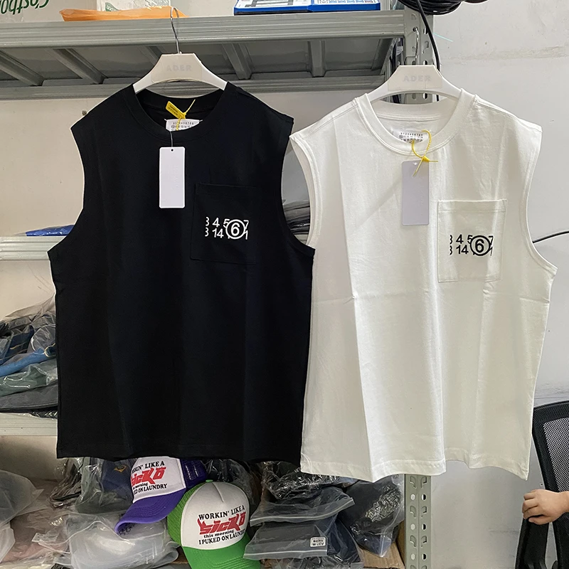 

Sleeveless MM6 Margiela Tank Tops Men Women Embroidery Vest T Shirts Tees