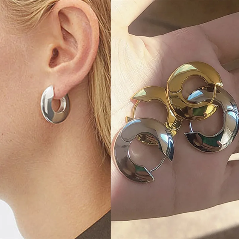 

2022 НОВЫЕ геометрические простые минималистские блестящие круглые золотистые Серебристые толстые Искусственные украшения для женщин