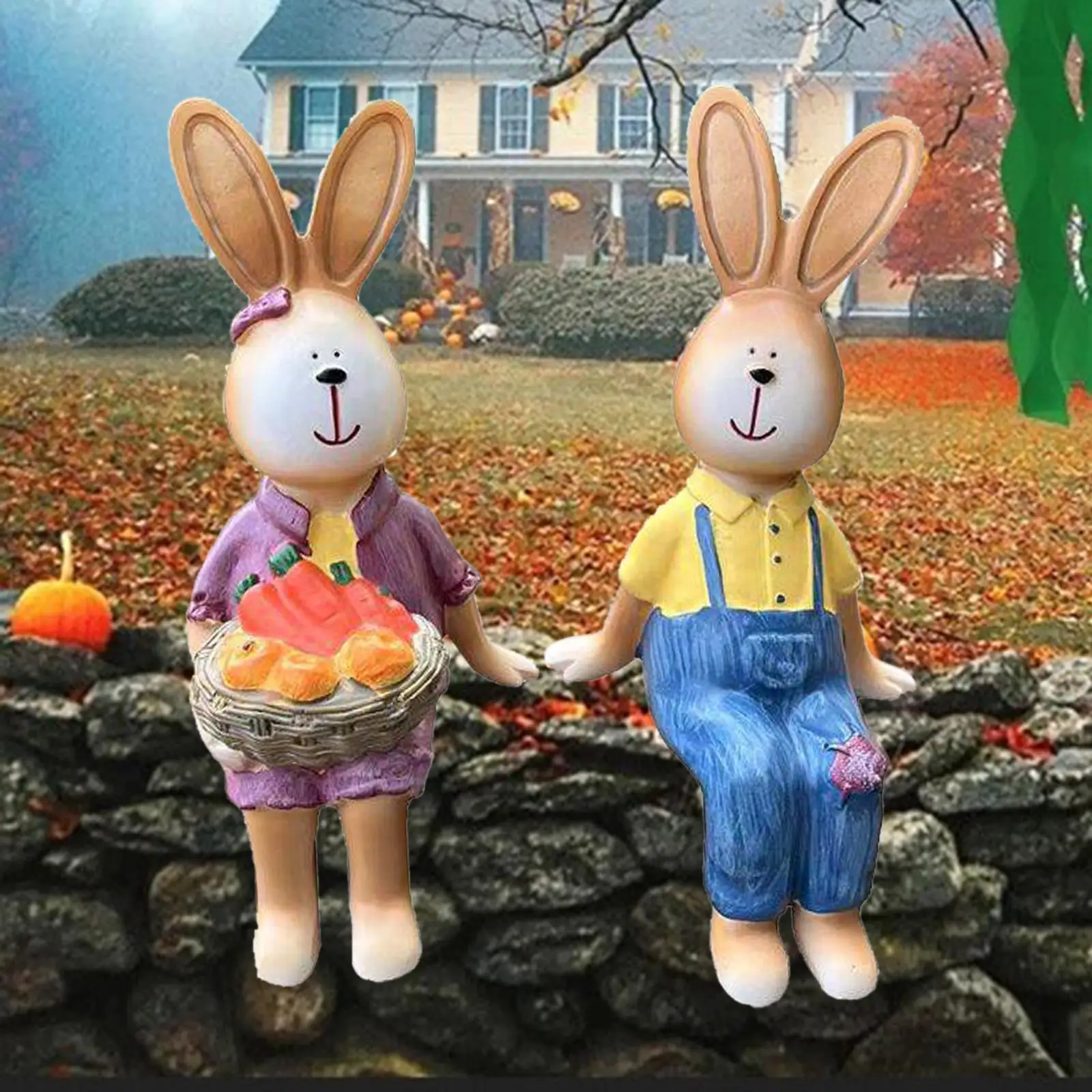 

2Pcs Sitting Rabbit Ornament Decorative Figurines Scene Layout Sculpture for Birthday Party