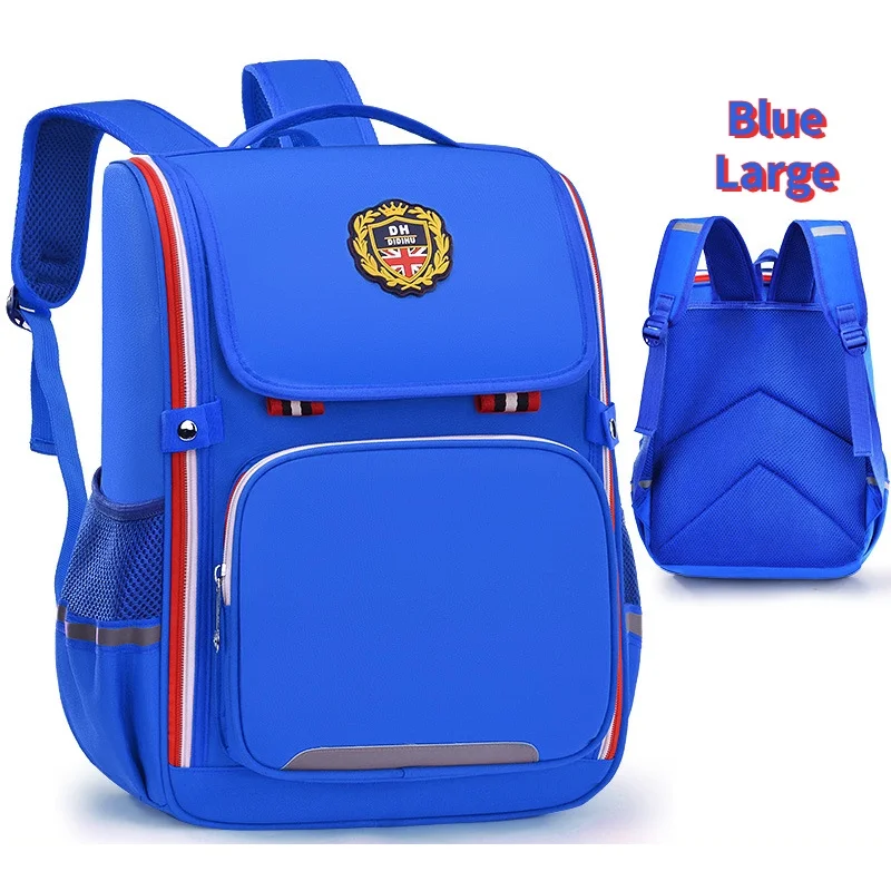 Grade 1-6 British Style Primary Children Large Capacity Simple Backpacks New Girl Boy Students Navy Blue Breathable Schoolbags