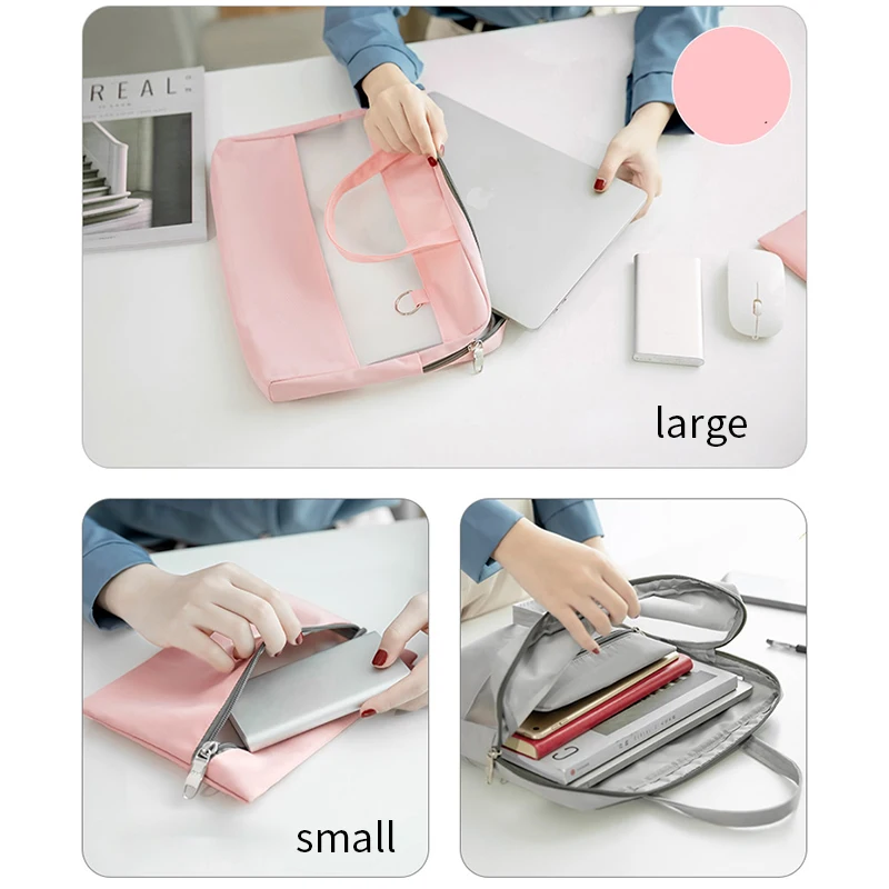 Transparent Computer Briefcase Waterproof File Folder Business Document Bag Set Students File Pocket Storage Bag Card  Holder