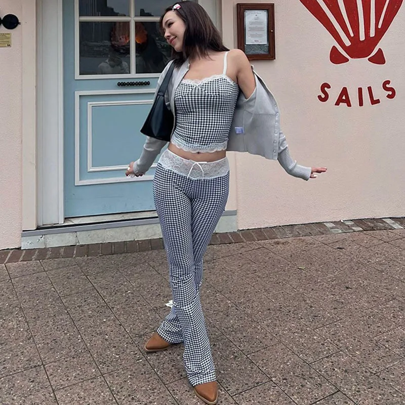 Сексуальный комплект с кружевными комбинированными брюками принтом популярный