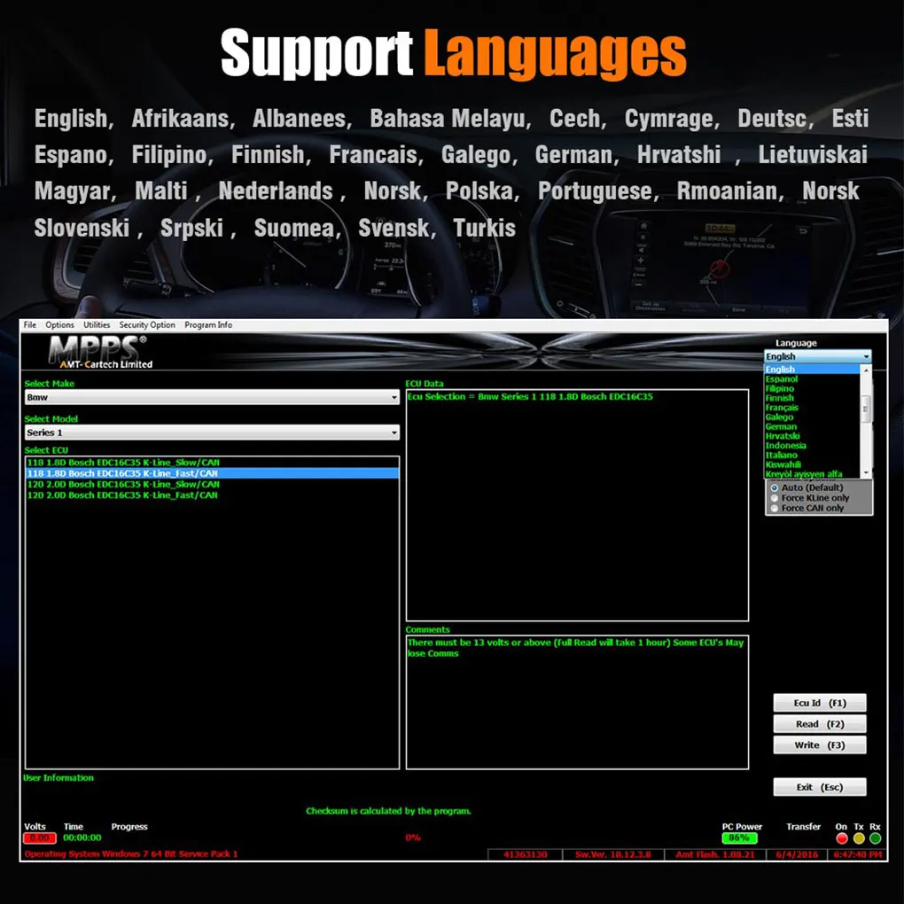 MPPS V18 ECU Flashing Chip Tuning Remapping Tool EEprom Read/Write Auto Detect Автомобильный диагностический