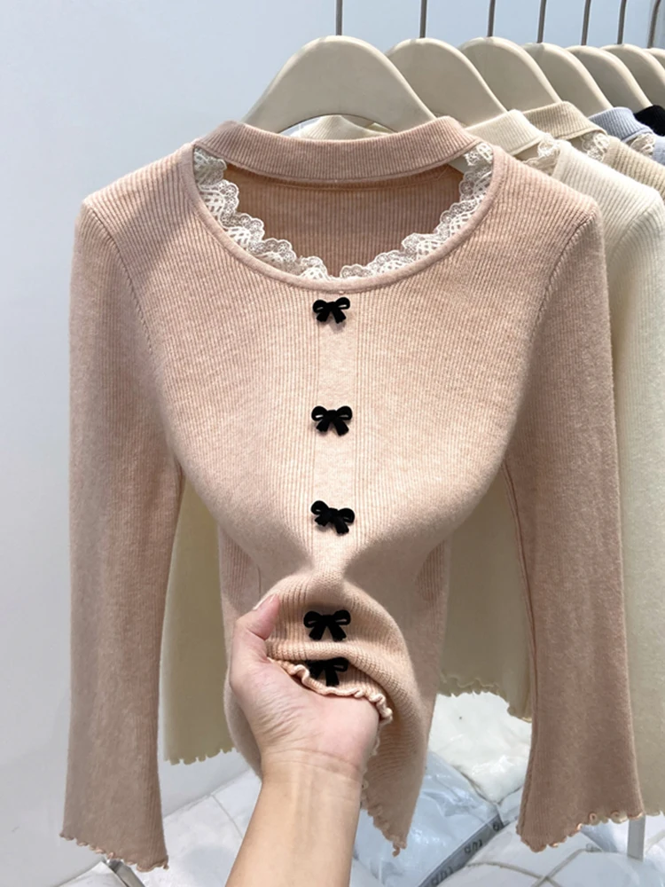 Plus Size Autumn and Winter New Design Hollow-out Hanging Neck Bottoming Shirt Women Korean Sle Idle Thick Soft Glutinous...