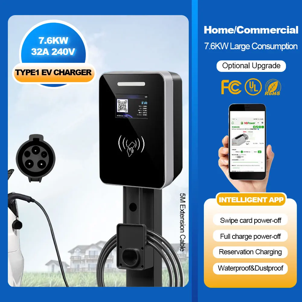 Зарядное устройство 7 6 кВт 32 А 240 в тип 1 электрические автомобильные зарядные