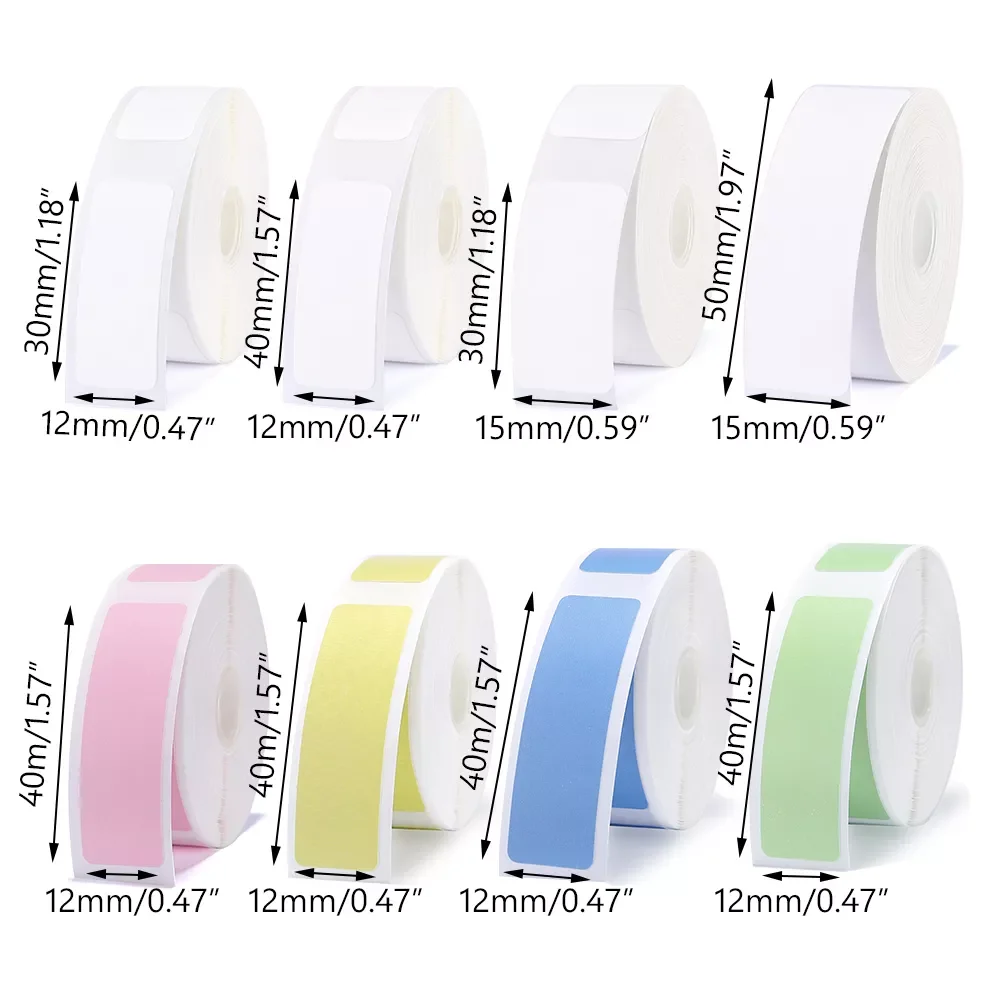 

1/3 Rolls D11 Printing Label Paper 130pcs/roll 160pcs/roll 210pcs/roll 12x30 12x40 15x30 15x50mm Price Label Colorful Paper Roll