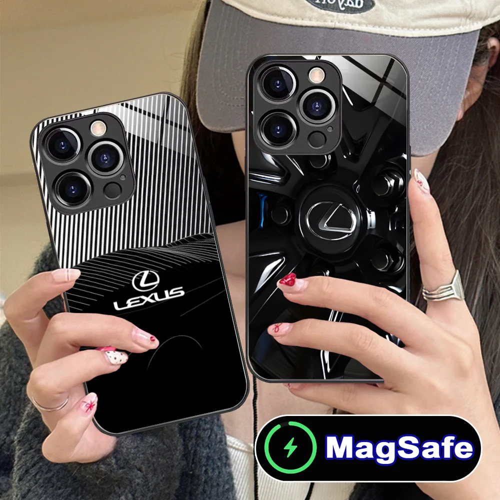 Фото Чехол для мобильного телефона L-Lexus-S для iPhone 16, 15, 14, 13, 12, 11 Pro Max Plus Mini MagSafe, беспроводная зарядка, стеклянные мобильные телефоны, смартфон №5