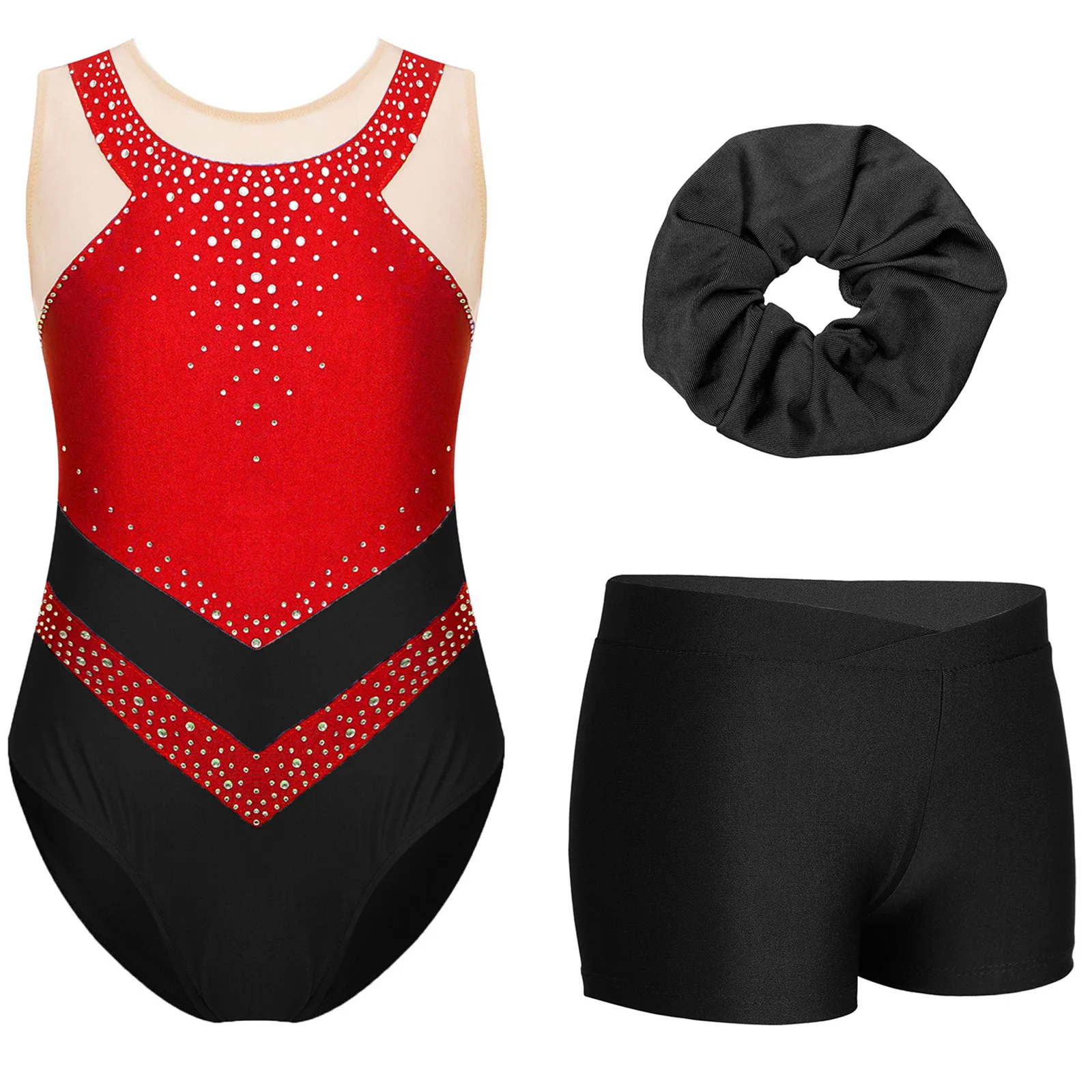 Детский гимнастический костюм с бриллиантами для девочек