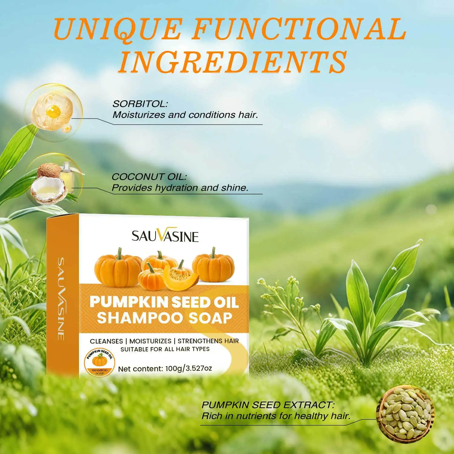 Шампунь с маслом тыквенных семян и мыло очищающее состояние волос для уменьшения