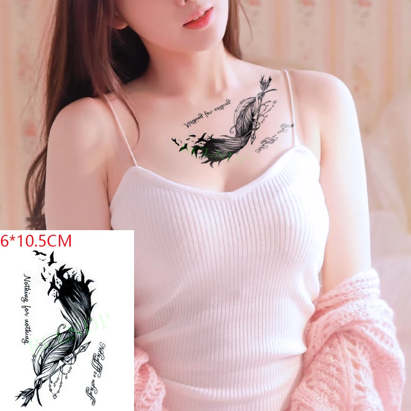 

Waterproof Temporary Tattoo Sticker ins Feather swallow letters love sexy Body Art Flash Tattoo Fake Tattoo for Women Men