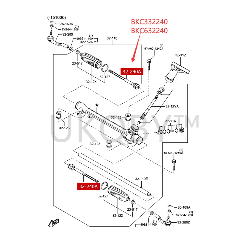 BKC 632240 332240 Подходит для Ma zd a 6 Atenza CX4 внутренние и внешние шаровые головки рулевого
