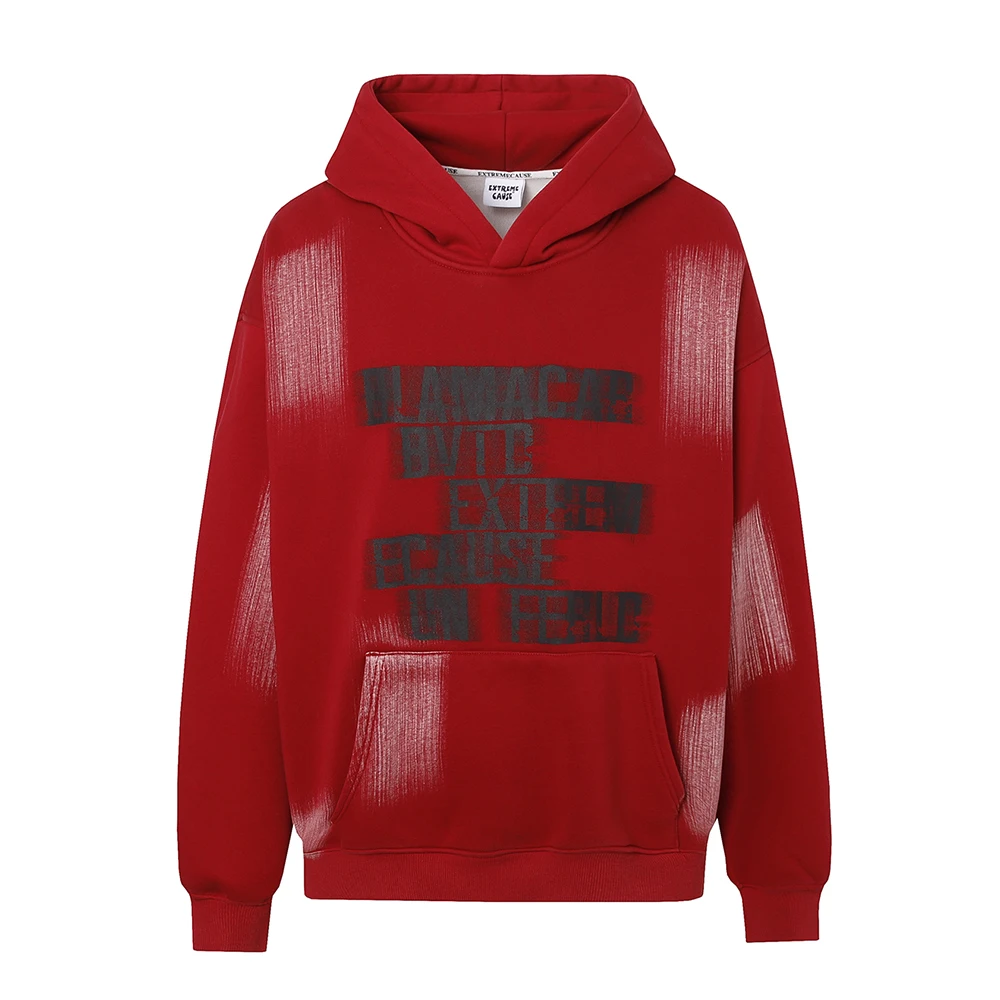 

Толстовка мужская с принтом, бархатная толстовка с капюшоном в американском стиле, подчеркивающая индивидуальность, в стиле хип-хоп, Осень-зима 2023