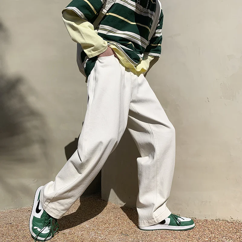 4-color Baggy Jeans Men Fashion Retro Straight Jeans Men Streetwear Korean Hip Hop Loose Denim Pants Mens Trousers M-3XL