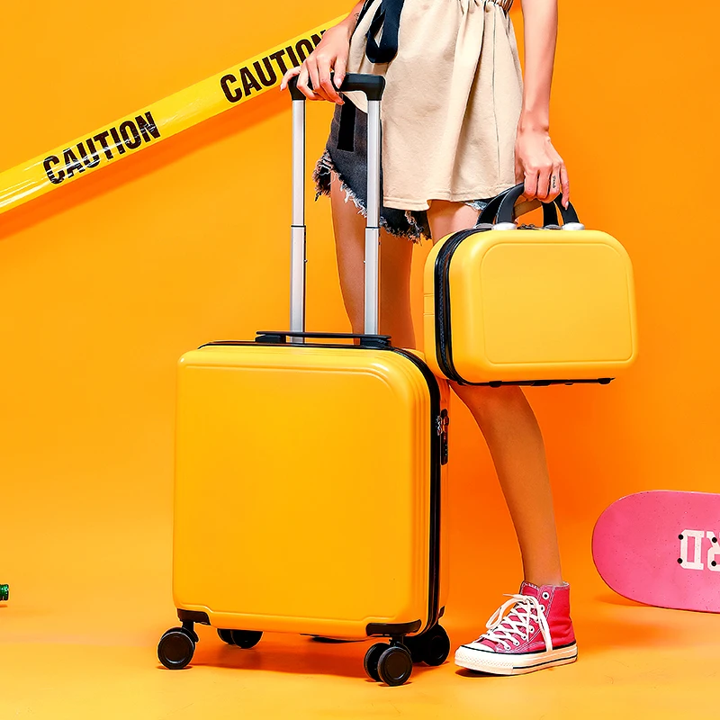 18/20 inch travel suitcase on wheels rolling luggage bag cabin trolley luggage case woman carry-on with Wheel Suitcase valises