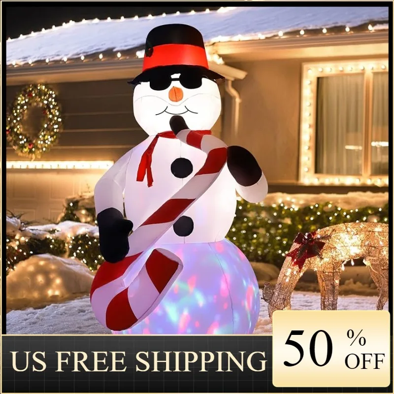 

Рождественские надувные Снеговики MAOYUE, 8 футов, уличные рождественские украшения, украшения для снеговика, украшения для двора, встроенные