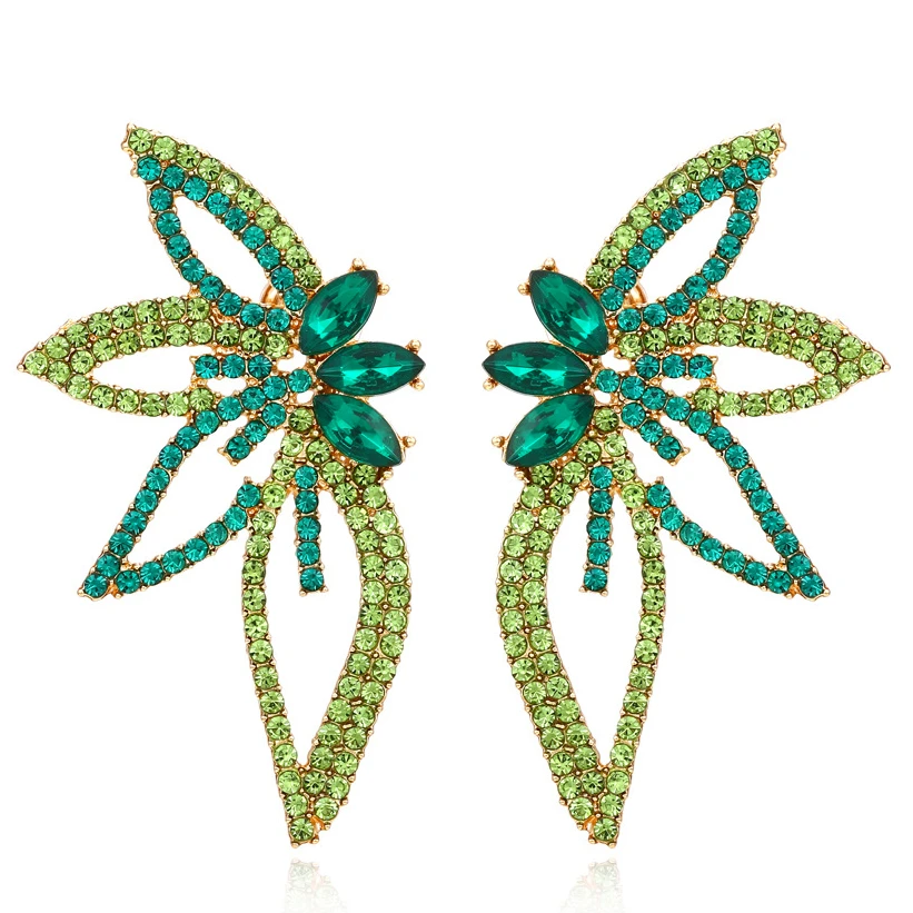 

Exaggerated Luxurious Floral Trend Rhinestone Earrings Wholesale