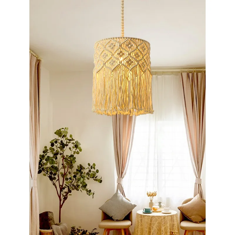 

Led Art Chandelier Pendant Lamp Light Room Decor Hand Woven Bohemia Style Bohemian B & B Model Handmade Woven Rope