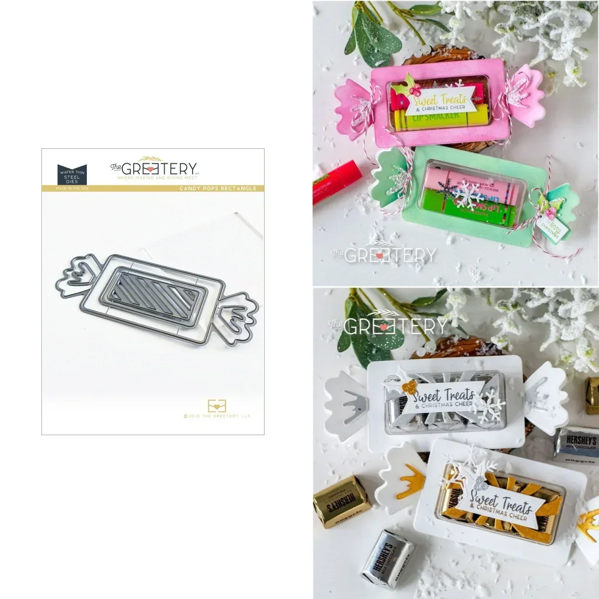 2024 New Christams Candy Pine Branch Hourglass Frame Metal Cutting Dies DIY Scrapbook Diary Decoration Embossing Cut Make Card