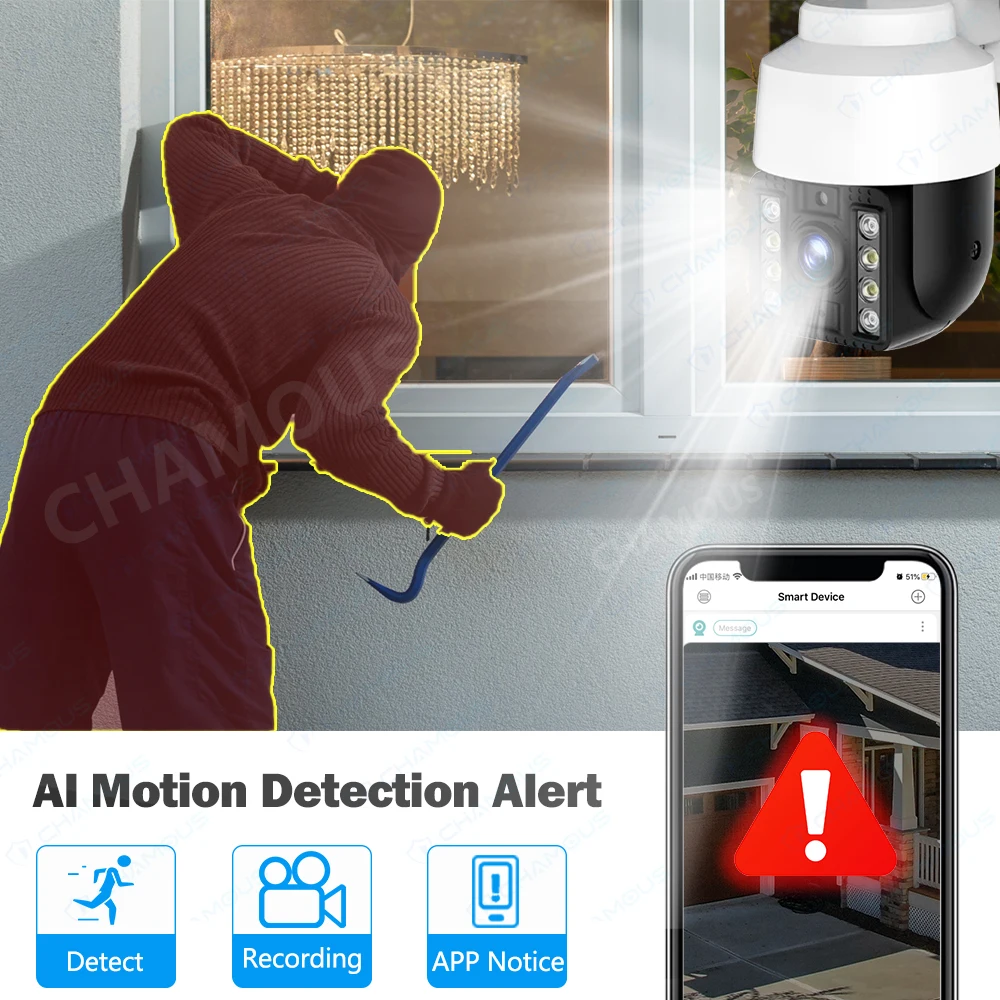 8MP 4K IP Camera Outdoor WiFi 360° Video Surveillance 5MP Security CCTV Cam AI Tracking HD PTZ Onvif iCSee APP Control Protect |
