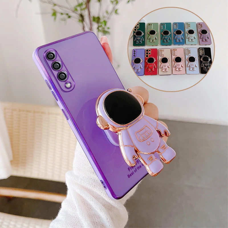 

A50s A30s Luxury Plating Astronaut Holder Case For Samsung Galaxy A50 A70 A30 2019 A7 2018 A750 Stand Silicone Cover A 50 70 30