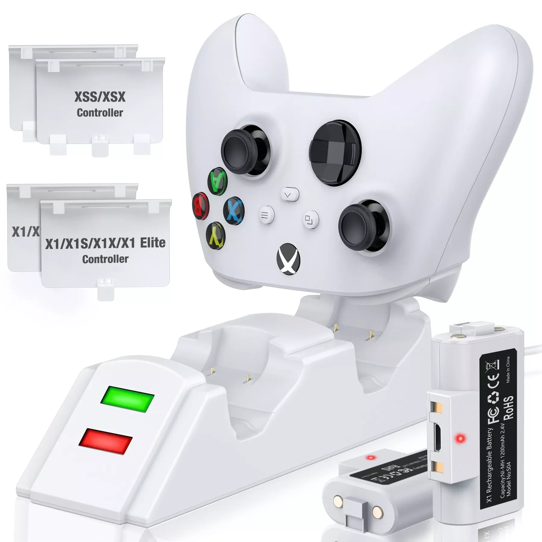 

Двойное быстрое зарядное устройство для Xbox One X/S, Аккумуляторный блок, зарядное устройство для контроллера, аккумуляторная батарея для Xbox се...