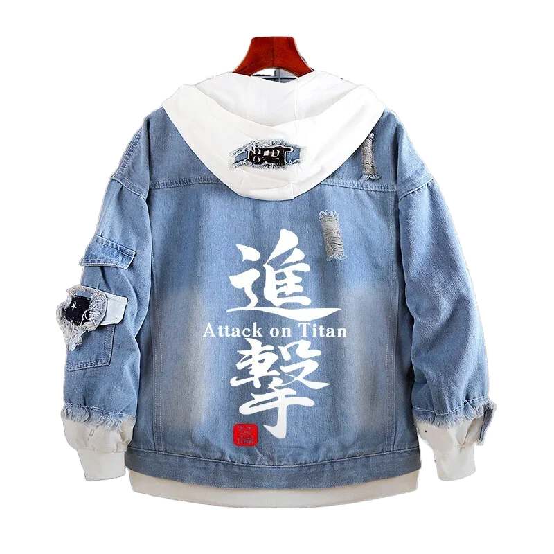 Атака Титанов Хэллоуин Косплей Аниме Игра Двумерный Джинсовый Свитер Джинсовая
