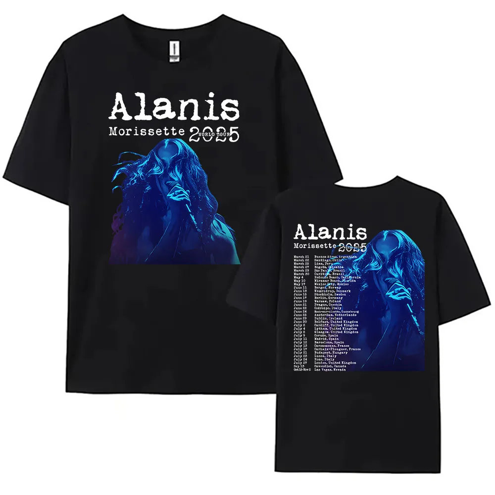 Фото Футболка Alanis Morissette 2025 World Tour с коротким рукавом и круглым вырезом, женские/мужские футболки, уличная одежда в стиле хип-хоп, футболки унисекс, хлопковые мягкие топы №1